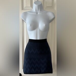 Mossimo Navy Blue Chevron Knit Mini Skirt Navy Blue and Black Size M
